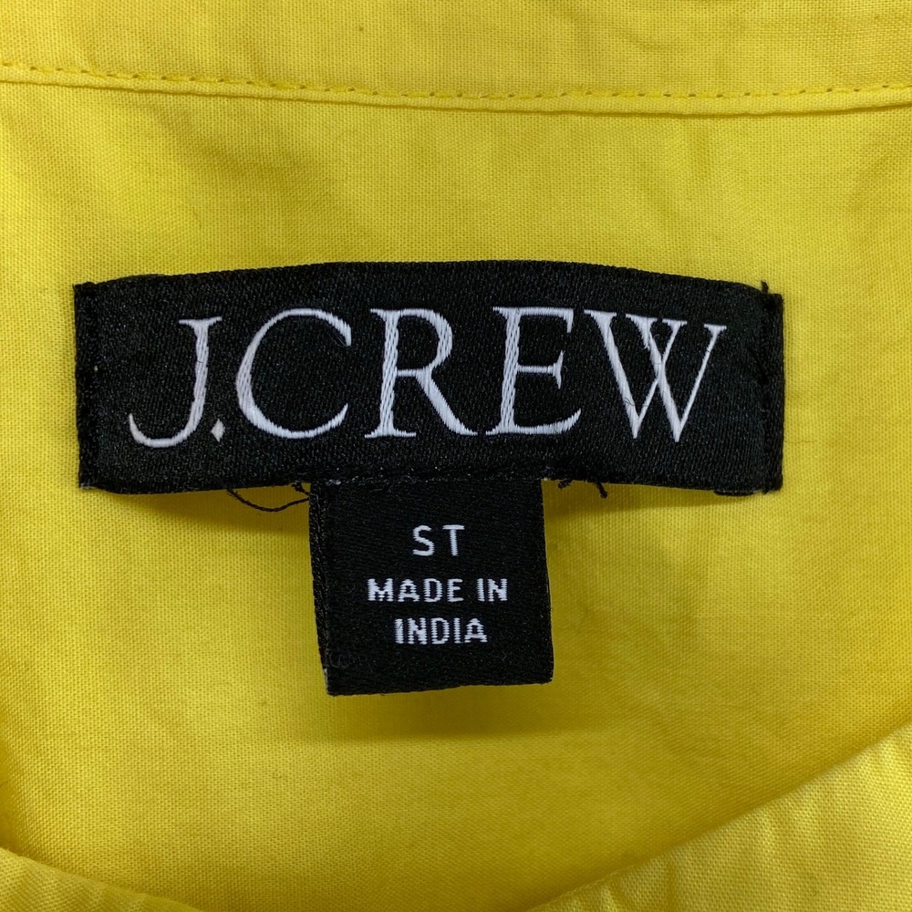J Crew Short Sleeve Mini Dress Yellow Cotton Poplin Womens Small Tall - Picture 8 of 14
